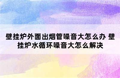 壁挂炉外面出烟管噪音大怎么办 壁挂炉水循环噪音大怎么解决